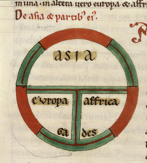 T-karta från Etymologiae av biskopen Isidor. Vetenskapliga revolutionen - läromedel historia åk 7,8,9